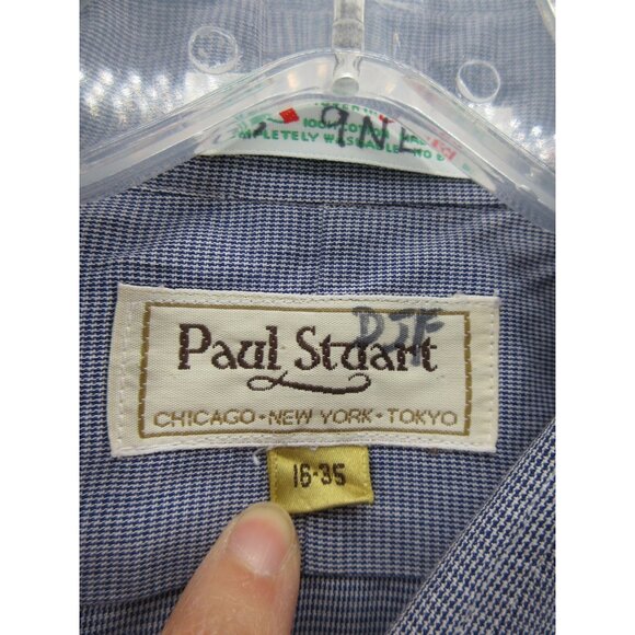VINTAGE Paul Stuart Shirt 16 Button Up Micro Houndstooth Large USA - Picture 8 of 10